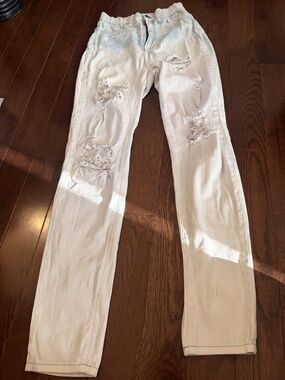Aphrodite Light Blue Distressed Straight-Leg Jeans